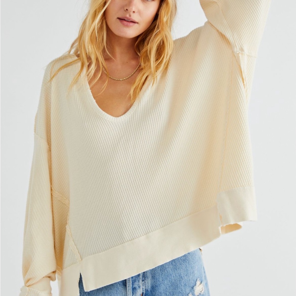 Free People We The Free Buttercup Thermal Long Sleeve Top